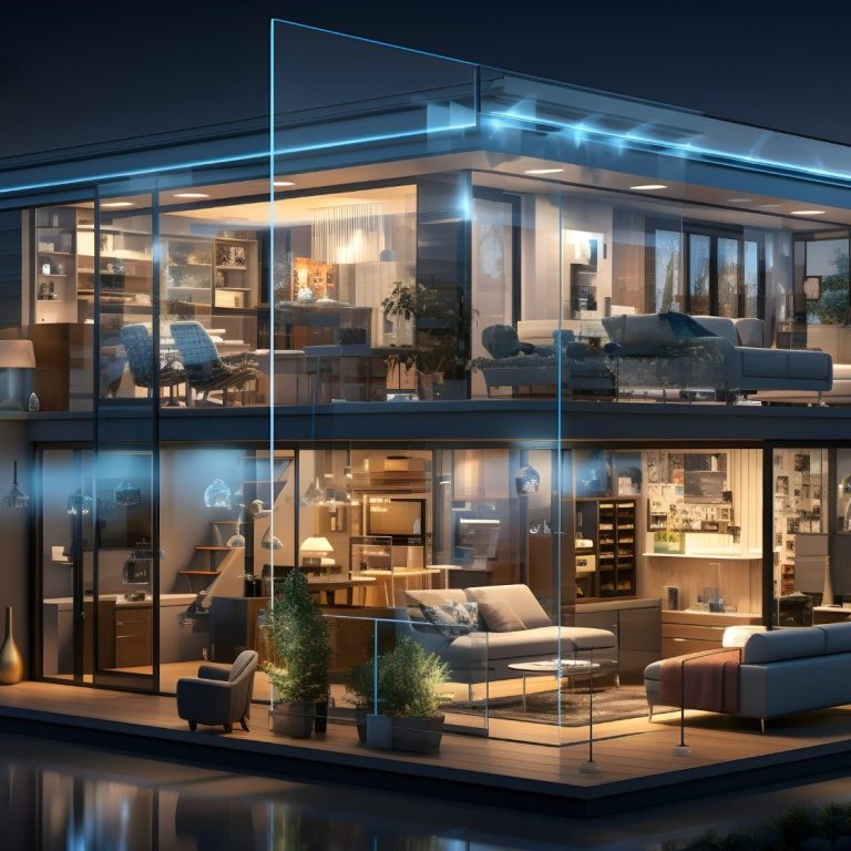 Moderne Architektur eines beleuchteten Hauses. Knor Elektrotechnik Elektroinstallation Hannover Braunschweig Peine .